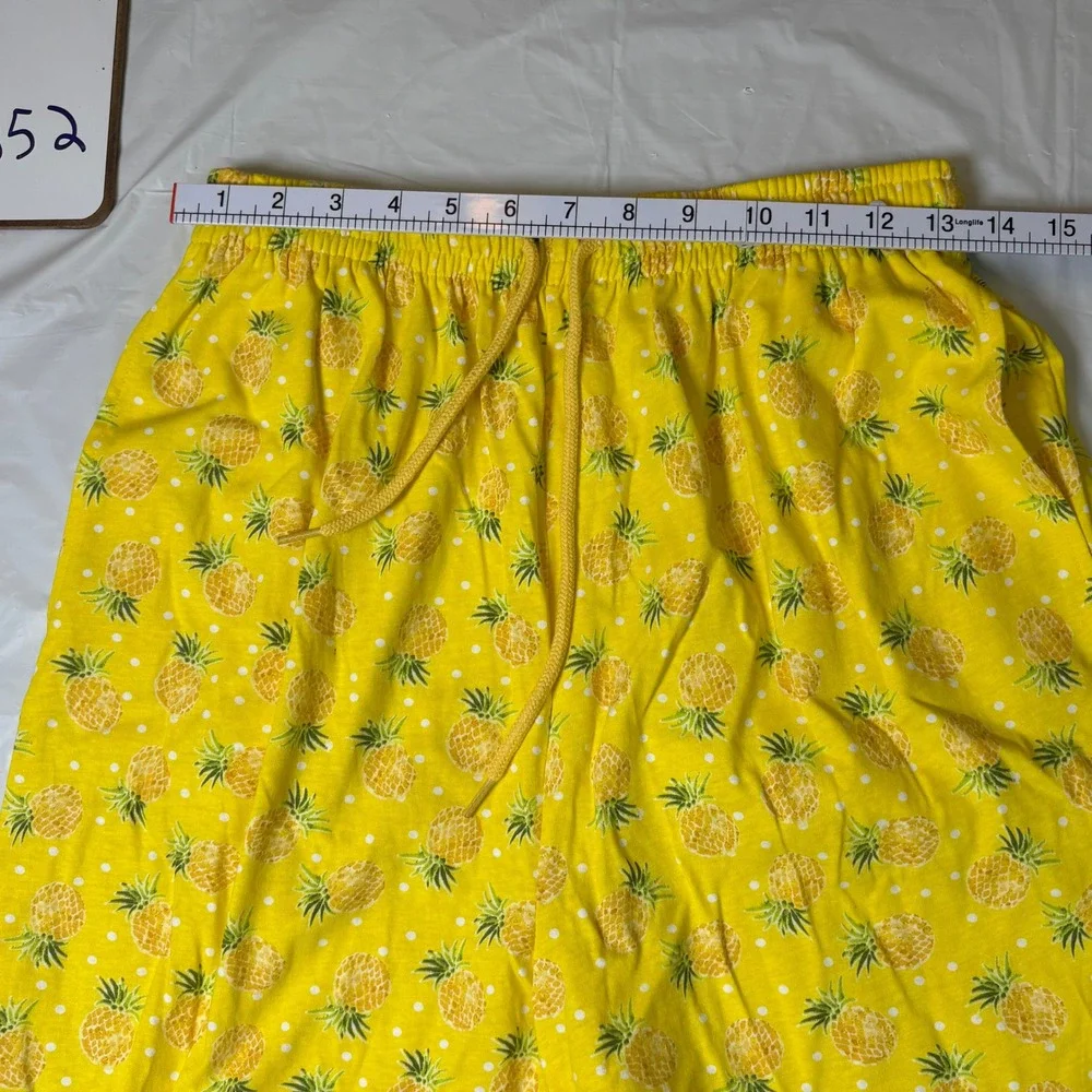 Cozee Corner Yellow Pineapple Polka Dot Cotton Lounge Pajama Shorts Womens‎ Med